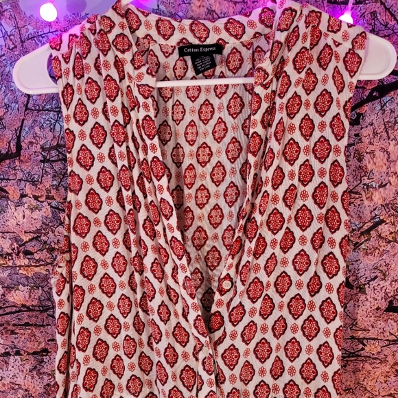 Bohemian, Red and Cream Dress - Picture 3 of 9